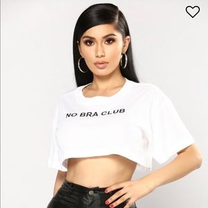 FASHION NOVA No Bra Club Tee - White || size small